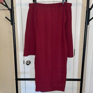 Off-Shoulder Maroon BooHoo Dress
